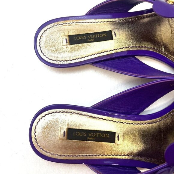Louis Vuitton Vernis Flower Thong Sandals Purple Flip Flops Size 7 Authe… - Picture 9 of 14